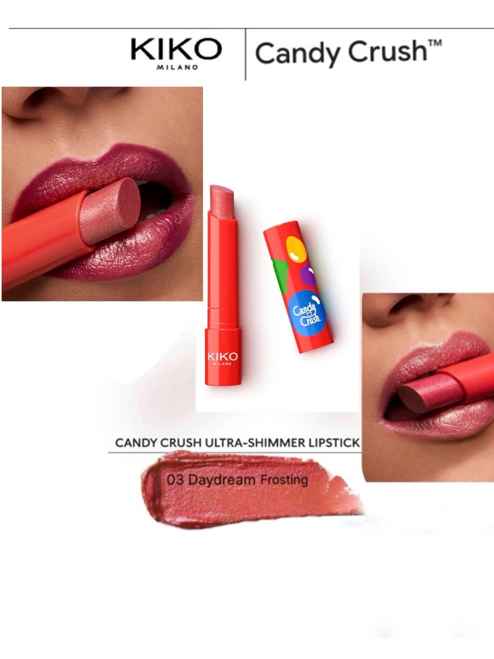 Kiko Milano x Candy Crush™ Ultra Shimmer Lipstick 03 Daydream Frosting NWT